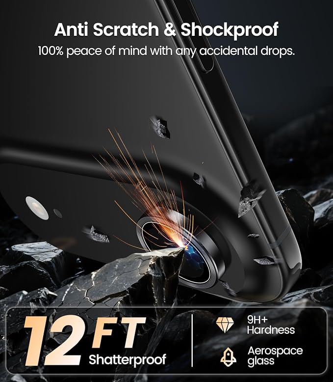 iGluz 2 Pack Anti-Reflection Camera Lens Protector for iPhone Air [98% Transmittance][1-Step Installation][Strong Adsorption] 9H Shatterproof Tempered Glass- Black