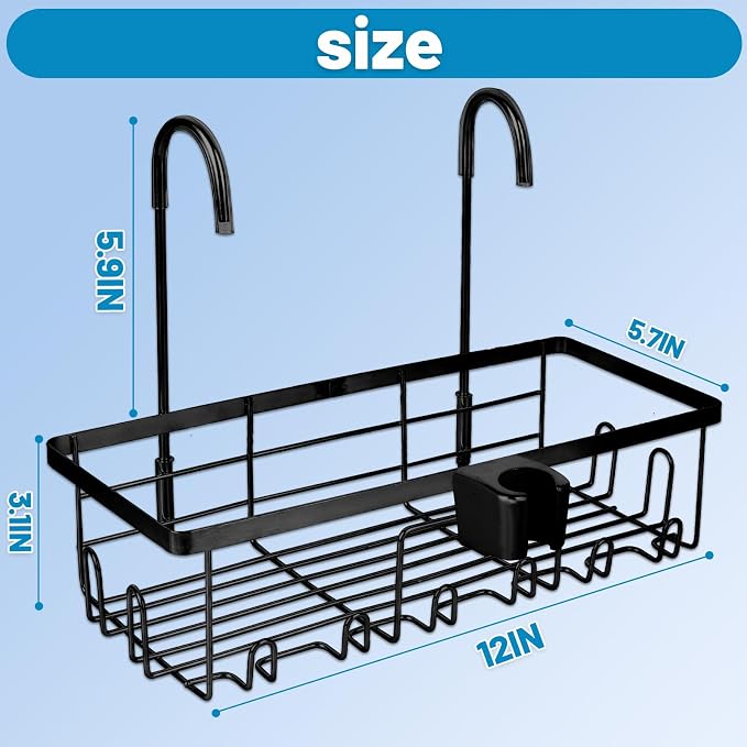 2-In-1hanging shower chair caddy : Holder Organizer Rustproof Shower Chair Accessories for tub bath room with arms chair storage basket shelf fit Seniors Elderly Disabled Patient Pregnant (Black)