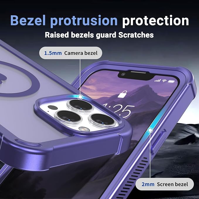 jaroco Magnetic for iPhone 13 Pro Max Case, [Compatible with MagSafe][Military Grade Drop Protection][Heavy Duty Protection][Non-Slip][Shockproof] 2-Layer Durable Bumper Phone Case 6.7''-Dark Purple
