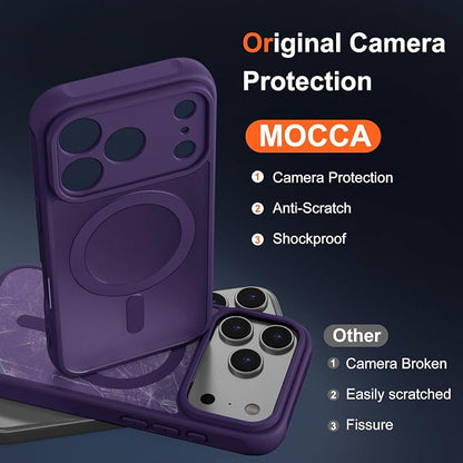 MOCCA Magnetic for iPhone 17 Pro Max Case, (Compatible with Magsafe) (16FT Military Grade Protection) Full Camera Protection Anti-Fingerprint Slim Translucent Matte Phone Cover 6.9",Deep Purple