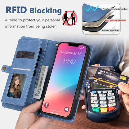 Wallet Case for iPhone 13 Pro Max with Card Holder/Crossbody Wallet/Strap| RFID Blocking | Magnetic | Kickstand | Detachable | PU Leather Phone Case for iPhone 13 Pro Max,6.7 in,Sky Blue