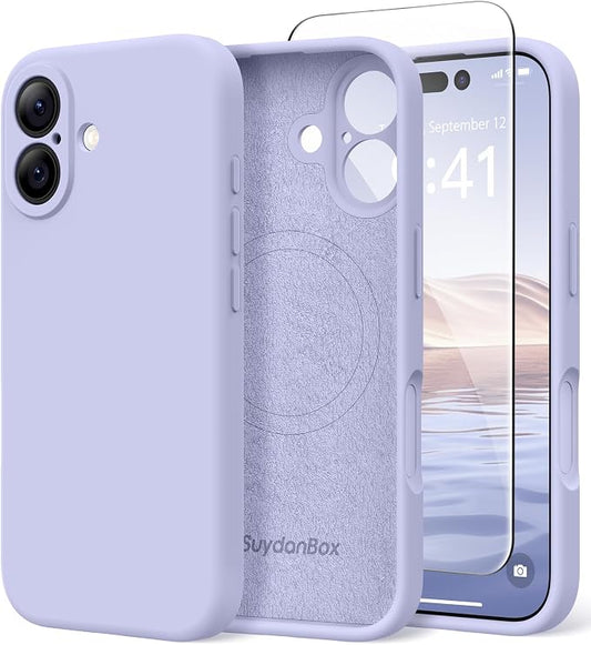 Magnetic for iPhone 17 Case, Compatible with MagSafe, [Full Camera Protection][Screen Protector] Silicone Shockproof Protective Phone Case for iPhone 17 6.3", Lilac