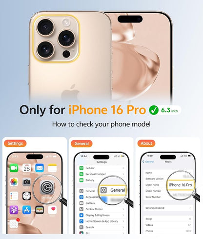 FNTCASE for iPhone 16 Pro Case: [Compatible with Magsafe] Translucent Matte Cases with [Full Camera Protection] [Screen Protector] Military Grade Shockproof Protective Phone Cover - Desert Gold