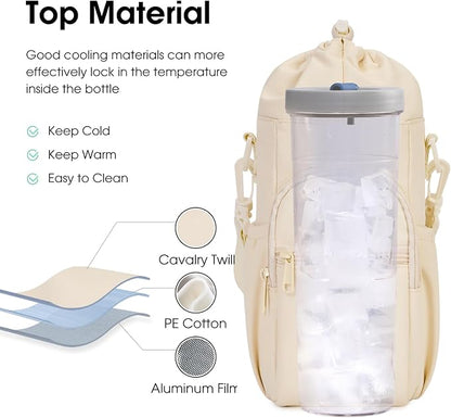 sportsnew Water Bottle Holder with Strap 32oz 40oz Insulated Water Bottle Carrier Sling Bag with Phone Pocket Crossbody