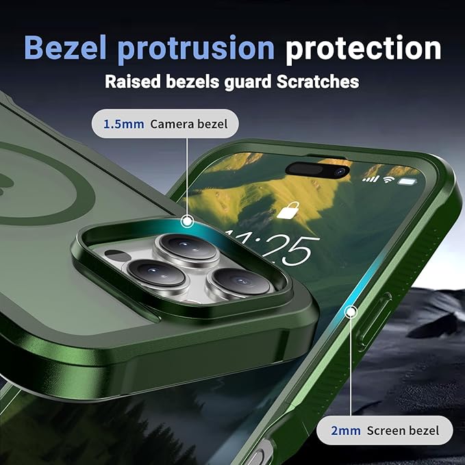 jaroco Magnetic for iPhone 16 Pro Case, [Compatible with MagSafe][Military Grade Drop Protection][Heavy Duty Protection][Non-Slip][Shockproof] 2-Layer Durable Bumper Phone Case 6.3''-Army Green