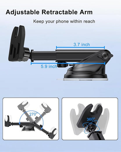 Car Mount for Pop Socket, Dashboard Windshield Car Phone Holder Compatible with Popsocket, Powerful Suction Cup Car Phone Mount Fits All Smartphones with Pop Grip