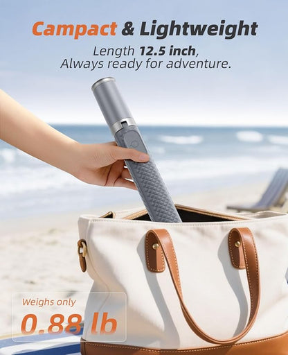 Phone Tripod & Selfie Stick with Remote, Portable, Lightweight for Video Recording Vlog, Extendable Travel Tripod Stand Compatible with iPhone Android, Grey, 62"