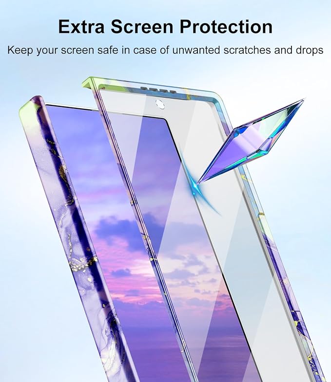 Btscase for Samsung Galaxy Z Fold 8 Ultra Case,Built in Front Screen Protector,[Compatible with MagSafe] Marble Hard PC Slim Shockproof Full Body Drop Protective Case for Z Fold 8 Ultra, Violet