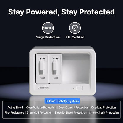 Gitryin 10-in-1 Desktop Charging Station with 2 Retractable Wall Chargers, 40W USB-C Power Strip with 6 AC, 2 USB C, 2 Type-C 33.5in Cables, Extension Cord with 1020J Surge Protection for Home Office