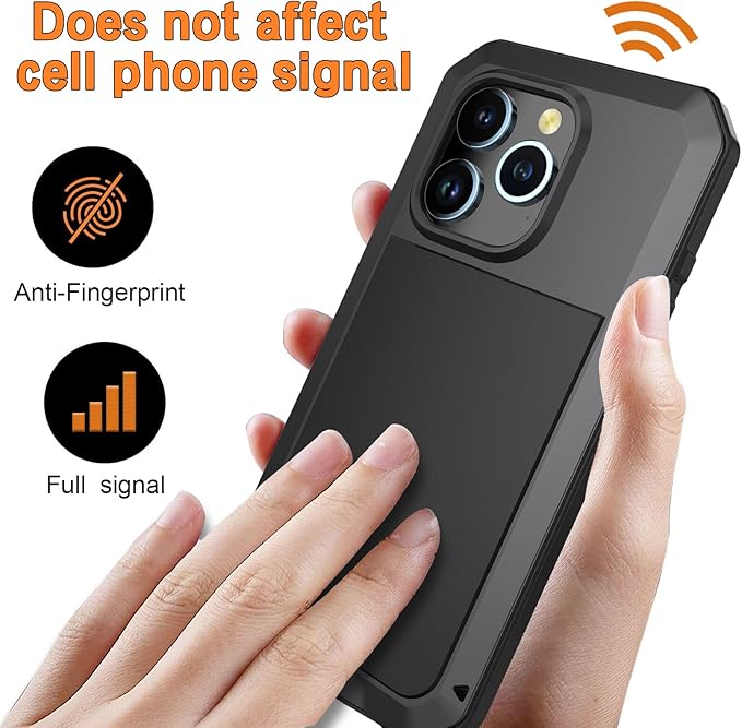 Marrkey for iPhone 14 Case, 360 Full Body Protective Cover Heavy Duty Shockproof Tough Armour Aluminum Metal Case with Silicone Built-in Screen Protector for Apple iPhone 14 6.1 Inch - Black
