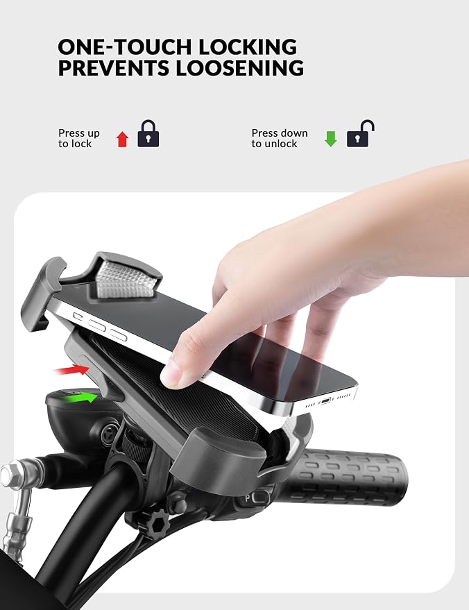 ROCKBROS Bike Phone Holder - Motorcycle Phone Mount with Security Lock, Shockproof Bicycle Phone Mount, Adjustable for 4.7'-6.8' Phones