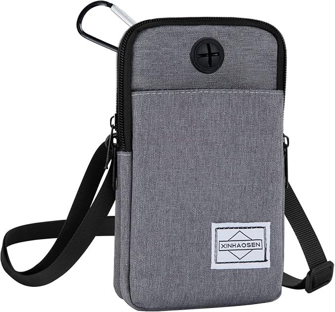HOTEMIA Cell Phone Purse Waist Pack Bag Travel Crossbody Bag Wristband Sport Armband Wallet with Removable Shoulder Strap (Light Grey)