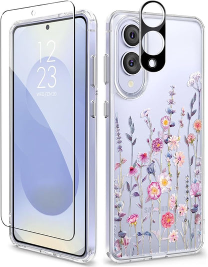 GVIEWIN for Samsung Galaxy S25 Edge Case, Clear Floral Shockproof Protective Women Phone Case, Non-Yellowing, Screen&Camera Lens Protector for Galaxy S25 Edge 6.7",Floratopia/Colorful