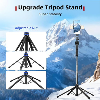 Auto Face Tracking Selfie Stick Tripod for iPhone with Light 360° Rotation That Follows Your Movement 63" Camera Tripod Stand with Remote for Content Creator Vlog Live Stream Video Recording