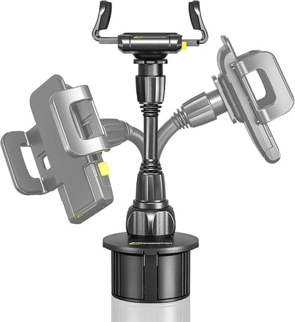 Bracketron TripGrip Universal Phone Holder for Car Cup Holder Mount - 360 Degree Rotation, Swivel Gooseneck, Expandable Base Cell Phone Cup Holder Insert - Smartphone Cradle Stand