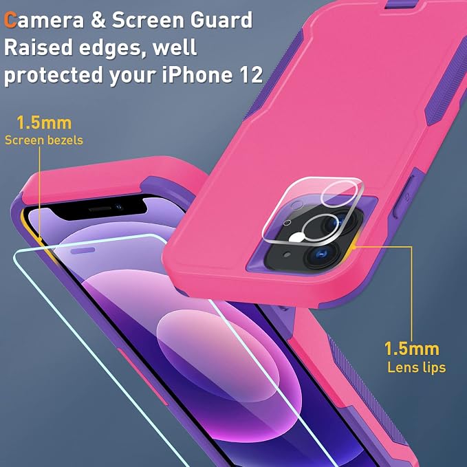 Xmon iPhone 11 Magnetic Case [MIL-Grade Drop Tested & Compatible with MagSafe] Tempered Glass Screen Protector with Camera Lens Protector Phone Case Cover for Apple iPhone 11 (Magnetic Rose)