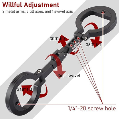 Double Magnetic Ring Phone Holder – Attach to Any Iron Surface | 1/4" Screw Hole | Compatible with iPhone 17/16/15/14/13/12 Pro Max Series & Magnetic Cases (MS-02R)
