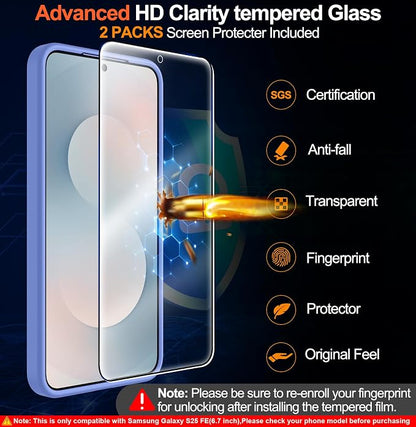 MOZOTER for Samsung Galaxy S25 FE Case,[Compatible with MagSafe] | [12Ft Military Dropproof][2*Screen Protector]Translucent Slim Shockproof Holsters Case for S25 FE,6.7inch-Light Purple
