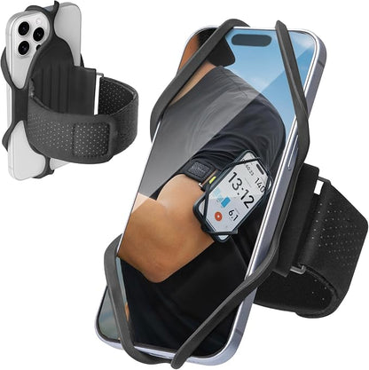 BONE Run Tie 3, Running Phone Armband, Skin-Friendly Silicone Sport Armband with Dual Layer Structure for Heat-Dissipation, Workout Phone Holder for iPhone and 4-7"-7.2" Smartphones (Size L)