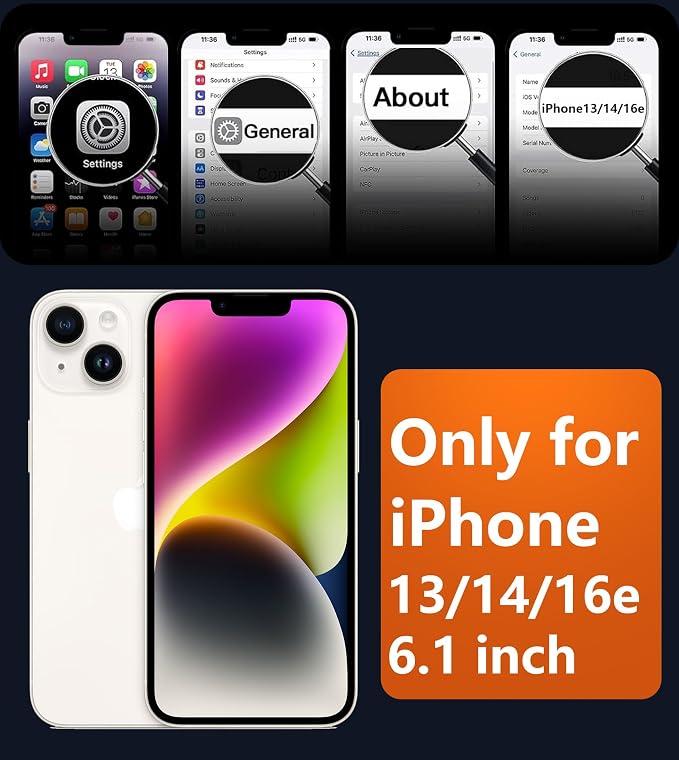 FNTCASE for iPhone 13/14 Phone Case: iPhone 16e Magnetic Translucent Matte Back Cover Metal Button Military Grade Protection Shockproof Shell Full Body Protective Slim Cell Phonecase