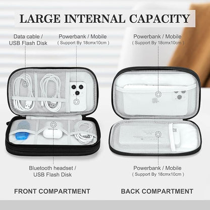 FYY Electronic Organizer, Travel Cable Organizer Bag Pouch Electronic Accessories Carry Case Portable Waterproof Double Layers All-in-One Storage Bag for Cable, Cord, Charger, Phone, Pattern Black (M)