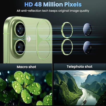 Uyiton Compatible with iPhone 17 Camera Lens Protector - [Not Easy to Break][Strong Adsorption][Case-Friendly] Metal Tempered Glass Rear Camera Screen Cover - Sage