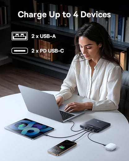 Baseus Laptop Portable Charger 100W 20000mAh, Blade Travel Power Bank Fast Charging 2 USB-C & 2 USB-A Port, Steam Deck Battery Pack for MacBook iPad iPhone 17/16/15/14/13 Samsung S24 etc.