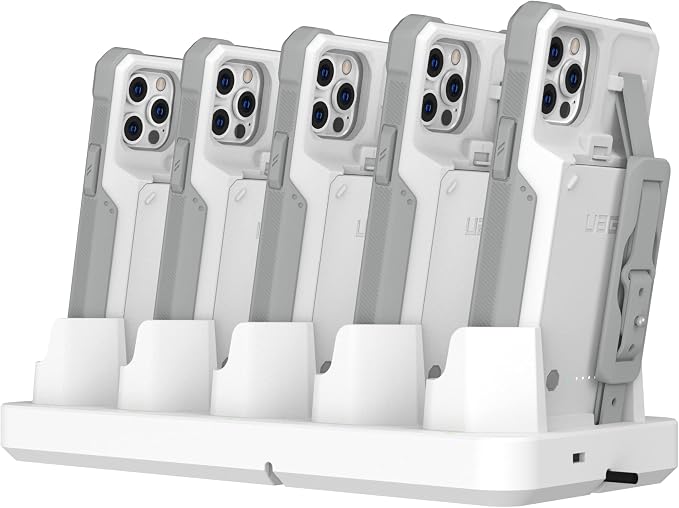 UAG Urban Armor Gear Multi-Device Charging Dock Healthcare White/Gray, 10W Fast Charging Workflow 5-Slot Case Charger Cradle for Workflow Battery Cases Compatible with iPhone 14/13/12/12 Pro/SE/8