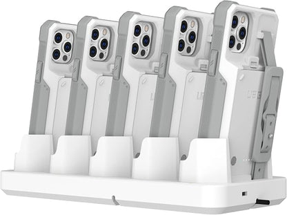 UAG Urban Armor Gear Multi-Device Charging Dock Healthcare White/Gray, 10W Fast Charging Workflow 5-Slot Case Charger Cradle for Workflow Battery Cases Compatible with iPhone 14/13/12/12 Pro/SE/8