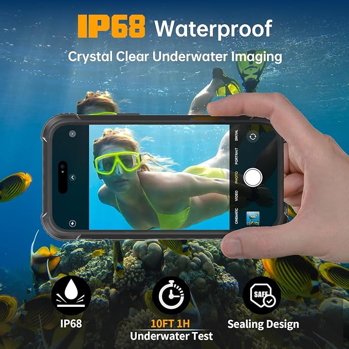 for iPhone 17 Pro Waterproof Case, Fit for Magsafe, IP68 Full Body Shockproof Dustproof, Built-in Camera Control and Screen Protector, 16FT Heavy Duty Military, 6.3" Black
