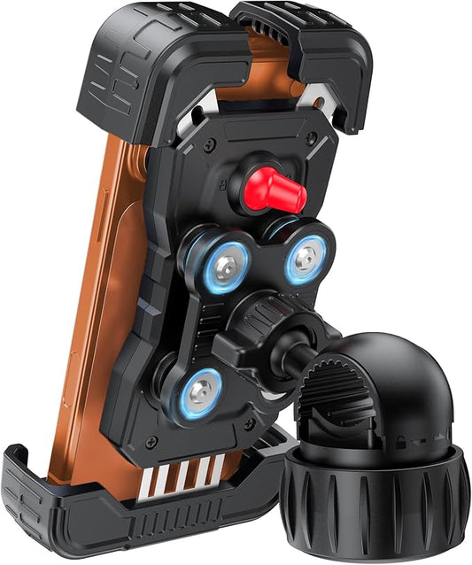 TECKNET Anti-Shake Motorcycle Phone Mount, Dual Vibration Dampener Bike Phone Holder for iPhone 17/16/15/14/13 Series & 4.7–6.8" Phones, Handlebar Cell Phone Holder for Motorcycle/Bicycle/Scooter