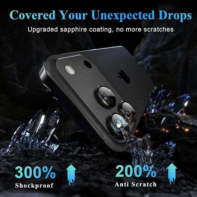 YWXTW Camera Lens Protector for iPhone 17 Pro/iPhone 17 Pro Max, [1 Step Installation Tray] Tempered Glass Screen Protector Metal Individual Camera Cover Accessories Case Friendly (Black)