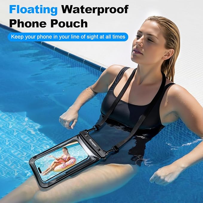 Rynapac IPX8 Waterproof Phone Pouch Floating, [Up to 8.5''] Double Space Waterproof Phone Case with Lanyard for iPhone 17 16 15 Pro Max, Cell Phone Dry Bag for Beach Travel Cruise Ship Essentials