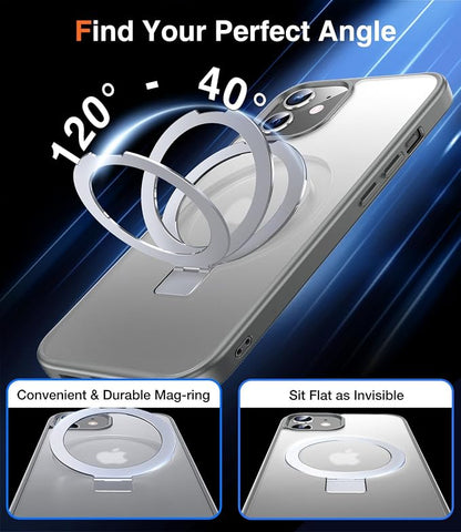 Chicfun 3-in-1 [Magnetic+Kickstand+Ring Holder] for iPhone 12/12 Pro Case Stand Ring Holder Compatible with MagSafe, Military Shockproof Protective iPhone 12/12 Pro Phone Case Kickstand Cover Grey