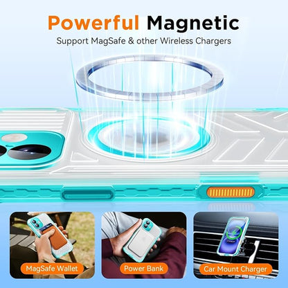 WIFORT for iPhone 16 Plus Waterproof Case, [IP68 Underwater] [Blue Light Filter Lens] [15FT Military Shockproof], Fit for Magsafe Full Body Magnetic Frosted Phone Case with Lanyard, 6.7" Teal