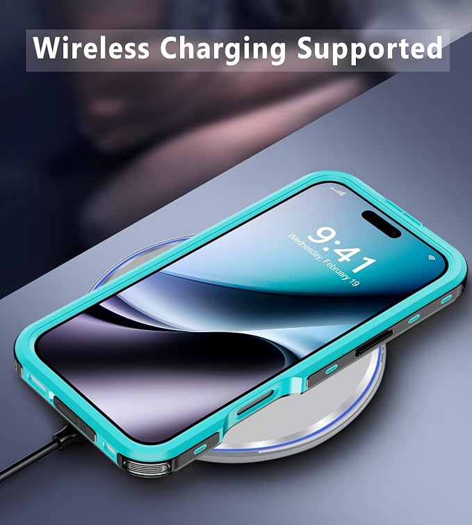 for iPhone 16 Pro Case Waterproof | Shockproof Dust Proof Phone Case Cover with Screen Protector - Blue