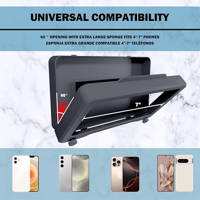 Shower Phone Holder Waterproof, 360° Rotatable Adjustable, Phone Case for Shower, Universal Cover Mount Stand for Bathroom Wall Mirror Bathtub Kitchen, Anti Fog Case, Bathroom Accessories