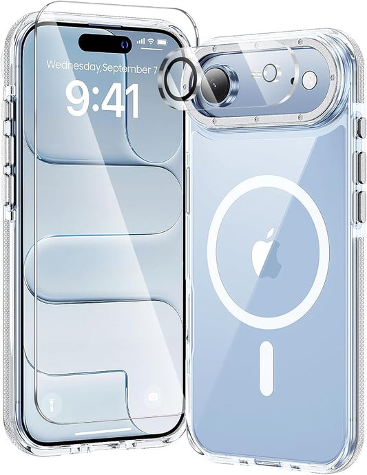3 in 1 for iPhone Air Case Clear Bumper,Fits MagSafe, Yellowing-Resistant Acrylic Back, Shockproof Guard Corners, Military-Grade Protection for Phone Cover 6.5 inch