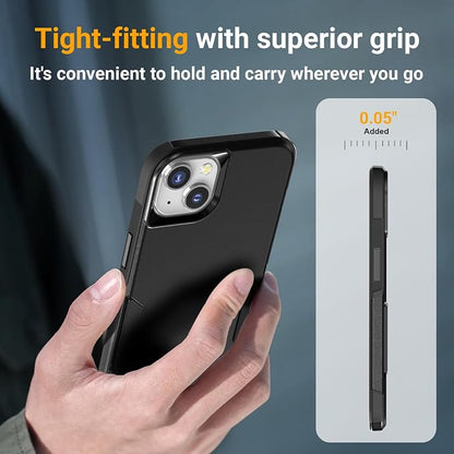 jaroco for iPhone 13 Case & iPhone 14 Case & iPhone 15 Case [Heavy Duty Protection][Compatible with MagSafe][Military Grade Drop Protection][Shockproof] with Non-Slip Removable Phone Cover 6.1''-Black