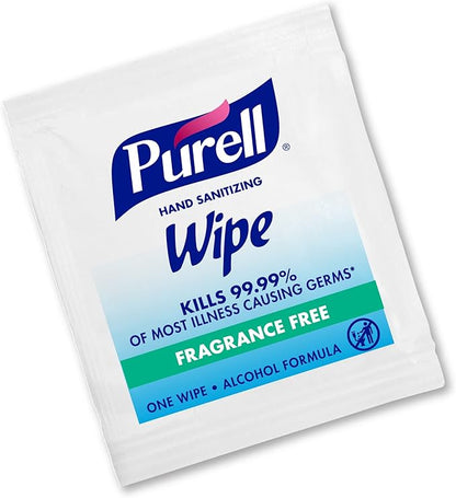 PURELL Hand Sanitizing Wipes, Alcohol Formula, Fragrance Free, 100 Count Individually Wrapped Hand Wipes (Pack of 10) - 9022-10