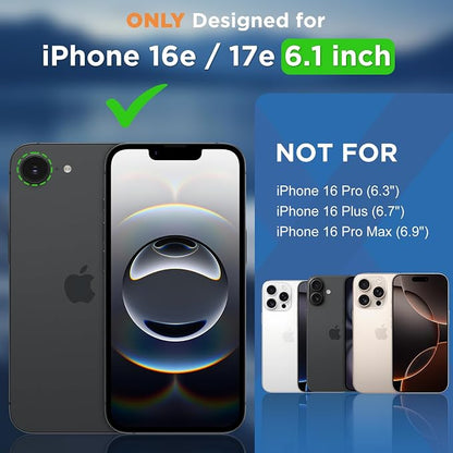 Beasyjoy for iPhone 16e Case/iPhone 17e Case Waterproof, Metal Heavy Duty Full Body Protective Case with Built-in Screen Protector, Military Grade Shockproof Cover for iPhone 16e/17e 6.1", Black