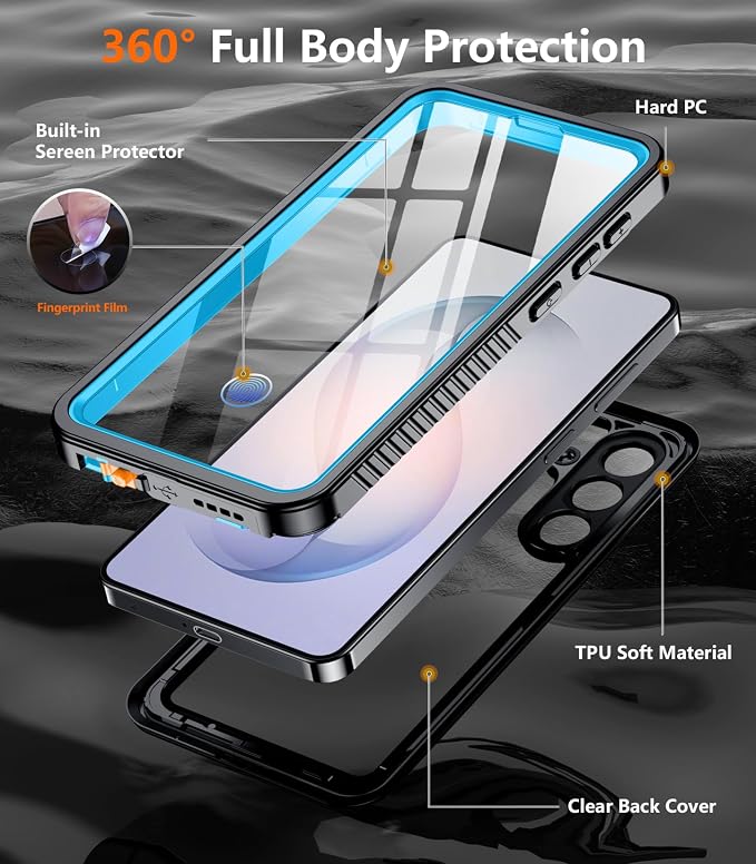 Temdan Designed for Samsung Galaxy S26 Plus Case Waterproof, Built-in Lens & Screen Protector Military Shockproof Dropproof IP68 Underwater Full Body Phone Case for Galaxy S26 Plus 5G 6.7"-LightBlue