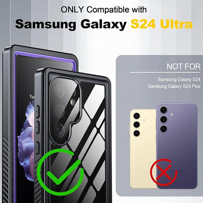 ANTSHARE for Samsung Galaxy S24 Ultra Case Waterproof, Built-in Lens & Screen Protector 360° Full Body Heavy Duty Protective Shockproof IP68 Underwater Case for Galaxy S24 Ultra(2024) 5G-Purple