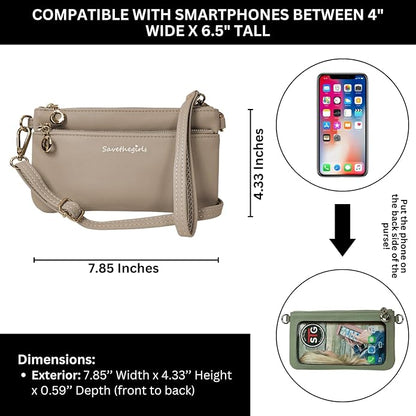 Save the Girls Cell Phone Purse - Touch Screen Women’s Crossbody Bag - Clutch Purses for Women (Bella) | Touch Screen, for Women