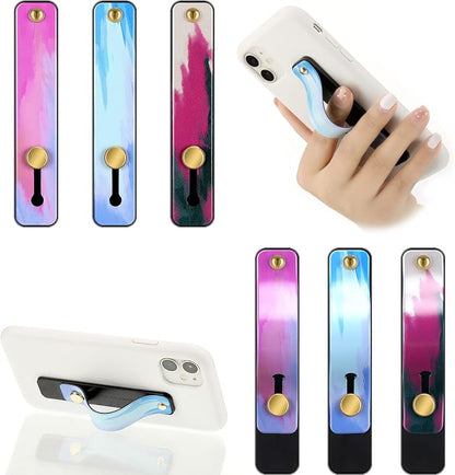 Weewooday 6 Pieces Phone Grip Holder Cell Phone Grip Strap Telescopic Finger Strap Stand Universal Finger Kickstand for Most Smartphones(Dreamy Colors)