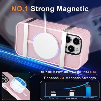 MOCCA Strong Magnetic for iPhone 12 Pro Max Case,[Compatible with Magsafe][Glass Screen Protector+Camera Lens Protector] Slim Thin Shockproof Cover Phone Case for iPhone 12 Pro Max 6.7",Pink