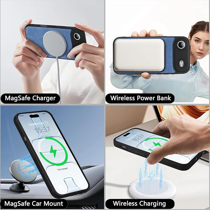 Wallet Case for iPhone Air with Card Holder/Crossbody Wallet/Strap,[RFID Blocking][Magnetic] PU Leather Phone Case for iPhone Air,6.5 in,Dream Sky Blue