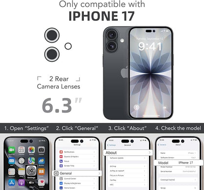 BERFY for iPhone 17 Case, Compatible with MagSafe, Built-in Glass Screen Protector, Camera Protection, Shockproof Full Body Phone case 6.3", Clear Black