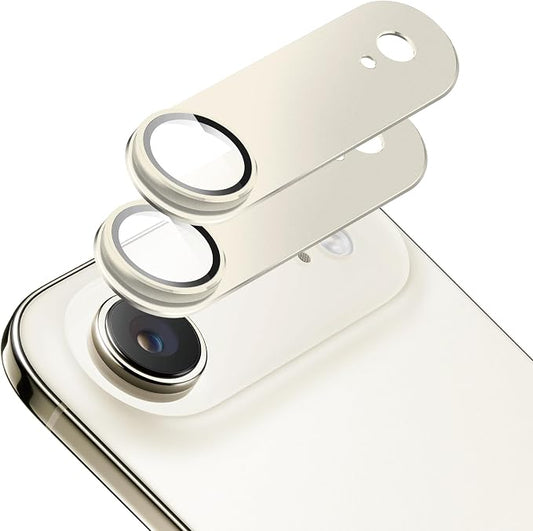 2-Pack Shatterproof Camera Lens Protector for iPhone 17 Air |AR Tempered Glass Strong Adsorption Metal Camera Cover Screen(Light Gold)