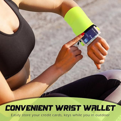 Honoson 5 Pcs Wrist Wallet for Women Men, Wristband with Zipper Wrist Pouch Purse for Run Spandex Wristbands Sweatband Wallet for Run Walk Hike Jog Travel Events Keys Cash Napkin